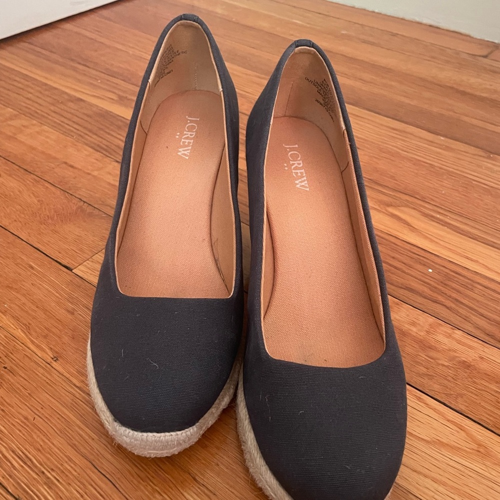 Jcrew factory Navy Espadrille Wedge Shoes